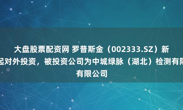 大盘股票配资网 罗普斯金（002333.SZ）新增一起对外投资，被投资公司为中城绿脉（湖北）检测有限公司